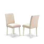 HomeStock Round Kitchen Dining Set Linen Fabric Chairs 36 Inch