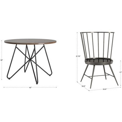 Norfolk Walnut Finish Round 5-Piece Dining Set - INSPIRE Q