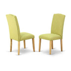Rustic Dining Set 3Pc Square Table & 2 Parson Chairs - Oak Legs, Linen Fabric - HomeStock