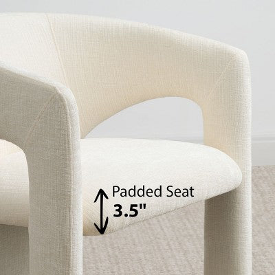 Round Dining Table Set with 2 Chenille Armchairs, Modern Pedestal Table and Upholstered Chairs with Full Back and Arms-Panipeachy