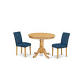 HomeStock Anab3 Oak 55 Piece Rounded 36 Inch Dinette Table And Two Parson Chair