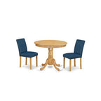 HomeStock Anab3 Oak 55 Piece Rounded 36 Inch Dinette Table And Two Parson Chair
