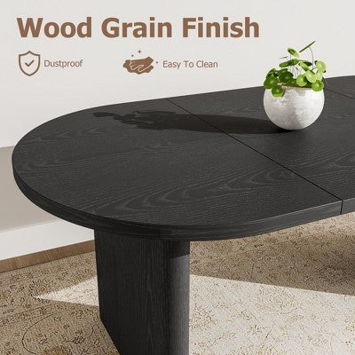 70.8 Inch Oval Dining Table with Upholstered Dining Chairs, Kitchen Table with Thick Sturdy Wooden Base, High Back Dining Chair with Solid Wood Legs