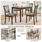 GDFStudio Andrea Modern Wood and Fabric 5 Piece Dining Set with Cross-Back