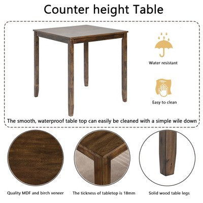 CLIHOME 5 Pieces Dining Table Set, Set for 4 Wooden Kitchen Dining Square Table Set with Square Table and 4 Upholstered Chairs