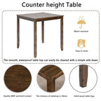 CLIHOME 5 Pieces Dining Table Set, Set for 4 Wooden Kitchen Dining Square Table Set with Square Table and 4 Upholstered Chairs