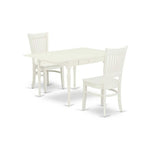 HomeStock 3-Pc Linen White Finish Rectangular Solid Wood Top With Dropleaf Dining Table Set