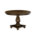 HomeStock 5-Piece Distressed Jacobean Finish Solid Wood Top Dining Table with 4 Parson Chair