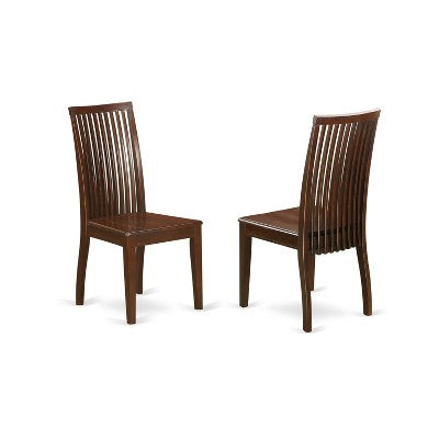 5 Piece Dinette Set - Round Table & 4 Chairs - Wood Seat - Mahogany Finish - HomeStock