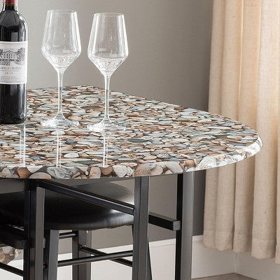 Kings Brand Furniture  Akins 3-Piece Drop-Leaf Dinette Set with Faux Marble Tabletop and Faux Leather Stools