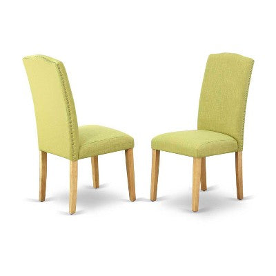 Neo-Classical Dining Set - 5Pc Square Table & Parson Chairs - Oak Leg Linen Fabric - 36 Inch