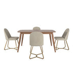Cortland 5-Piece Fabric Mid-Century Modern Tapered Dining Set - iNSPIRE Q