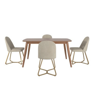 Cortland 5-Piece Fabric Mid-Century Modern Tapered Dining Set - iNSPIRE Q