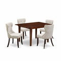 5-Piece Mahogany Finish Solid Wood Top - Dining Room Set Seats-4