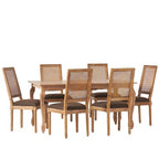 Christopher Knight Home Regan 7 Piece French Country Fabric Upholstered Wood and Cane Expandable Dining Set