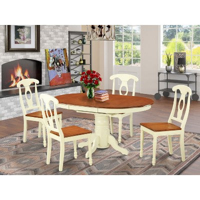HomeStock Dining Table Set Butterfly Leaf Chairs 42x60 Inch