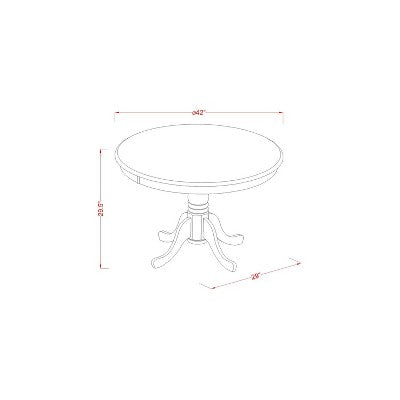 5 Piece Dinette Set - Round Table & 4 Chairs - Wood Seat - Mahogany Finish - HomeStock