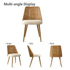 Dining Table Set for 6, Upholstered Dining Chairs with Rattan Backs and Oval Table in Natural Wood-Tone Finish, for Kitchen or Dining Room-Panipeachy
