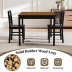 Costway 3 PCS Dining Table Set Wooden Square Kitchen Table with 2 Upholstered Chairs Brown/Gray
