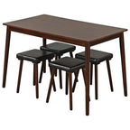 Costway 5PCS Dining Table Set for 4 w/ 4 Upholstered Stools Rubber Wood Legs for Kitchen