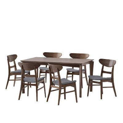 Christopher Knight Home Amesbury Wood and Fabric 7 Piece Dining Set