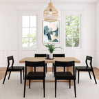 Plank+Beam 72 Classic Solid Wood Dining Table Set, Walnut Wirebrush, + 6 Chairs