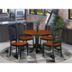 HomeStock 5-Piece Black and Cherry Finish Solid Wood Top Dining table with 4 Chairs
