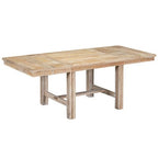 Farmhouse Extendable Dining Table Set for 6, Solid Wood Rectangular Kitchen Table Set with Removable Leaf, 4 Upholstered Chairs and Bench