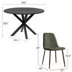 5 Pcs Dining Set for 4 Round Dining Table with Crossed Metal Legs and Oak Grain Upholstered Chairs for Kitchen and Dining Room - Panipeachy