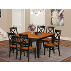 HomeStock 7-Piece Square Black & Cherry Finish Solid Wood Top Dining Table with 6-Chairs