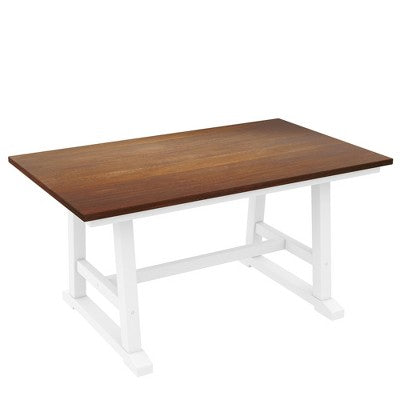 Farmhouse 6-Piece Wood Dining Table Set with Long Bench and 4 Dining Chairs-ModernLuxe