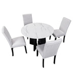5-piece Round Dining Table Set Dining Set with 4 Upholstered Chairs for Dining Room, Kitchen and Living room, Beige/Black/Gray/White-ModernLuxe
