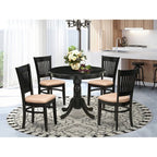 HomeStock Round Dining Table Set Linen Chairs Kitchen Table