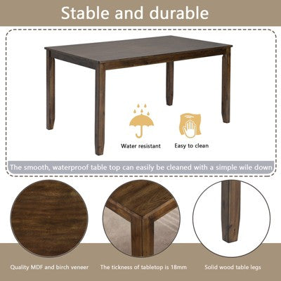 sumyeg 6 Piece Wooden Dining Table Set with Table, 4 Upholstered Chairs and Bench