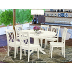 HomeStock 7 Piece Dining Table Set Linen White Oval Table & 6 Chairs Modern Style