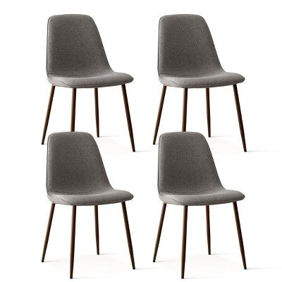Olive+Oslo 5-Piece Dining Table Set for 4, Round Glass Dining Table with 4 Upholstered Dining Chairs Walnut Legs-Panipeachy