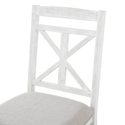 Farmhouse Extendable Round Dining Set for 4, Kitchen Dining Table Set with 4 Upholstered Dining Chairs for Dining Room
