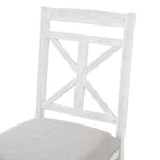 Farmhouse Extendable Round Dining Set for 4, Kitchen Dining Table Set with 4 Upholstered Dining Chairs for Dining Room