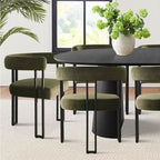 Expandable Round to Oval Dining Table Set with 8 Velvet Chairs, 3-in-1 Pedestal Dining Set, Seats 4 to 8, Modern Dining Room Set-Panipeachy