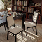 Modern Dining Set - 80 Table + 6 Cushioned Chairs, Solid Wood Frame, 400lbs Table Capacity, Easy Assembly