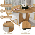 GDFStudio Haven Farmhouse Faux Leather Upholstered Wood 3 Piece Dining Set