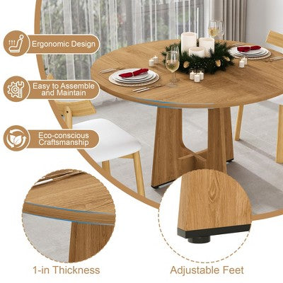 GDFStudio Haven Farmhouse Faux Leather Upholstered Wood 3 Piece Dining Set