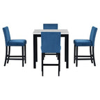 GDFStudio Danielle Modern 5 Piece Rubberwood Counter Height Dining Table Set with Velvet Upholstered Chairs