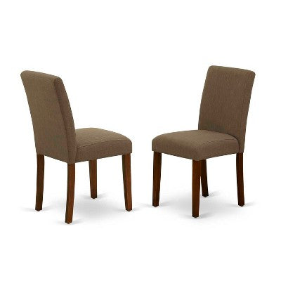 Round Dining Set 5pc - 36 Table & 4 Chairs - Linen Fabric, Mahogany Legs - Elegant Dining Room Furniture