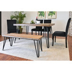 Ashzo 6-Piece Dining Set, Hairpin Dining Table with 4 Chairs and Bench, 3 Color Options