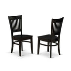 HomeStock 5-Piece Rectangle Black Finish Solid Wood Top Dining table with 4-Chairs with Slat Back