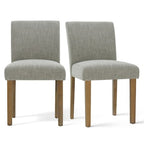 Expandable Dining Table Set for 8, Rectangular Table with Removable Leaves and Armless Linen Chairs, Featuring Solid Wood Legs-Panipeachy