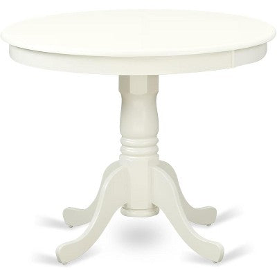 HomeStock ANVA5 Linen White 5 Piece Round Pedestal Dining Set