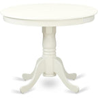 HomeStock ANVA5 Linen White 5 Piece Round Pedestal Dining Set