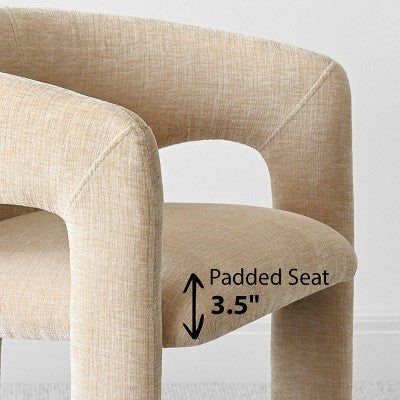 Round Dining Table Set with 2 Chenille Armchairs, Modern Pedestal Table and Upholstered Chairs with Full Back and Arms-Panipeachy